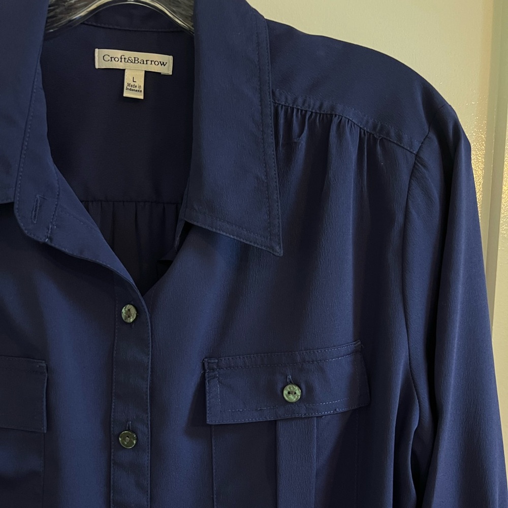 Dark Navy 3/4 Sleeve Blouse L